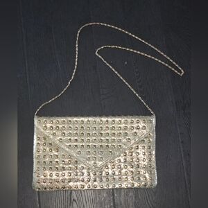 Chic Gold Studded Shoulder Bag